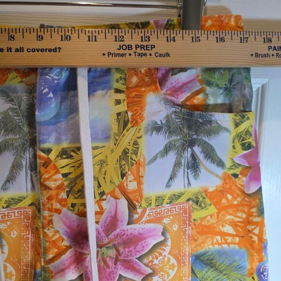 VTG Body Glove Board Shorts Womens Size Large Floral Tropical Orange Pockets - Picture 8 of 9